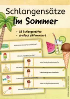 Vorschau - Stundenentwürfe - Sommerliche Schlangensätze 🐍☀️ | Satzbau & Schreiben Klasse 1/2 und 3 | 3-fach differenziert - Deckblatt
