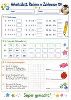 Vorschau - Arbeitsblätter - Zahlenraum 100 - Mathematikdidaktik - Deckblatt