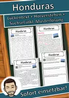 Vorschau - Unterrichtsreihen - Honduras Lückentext mit Wortspeicher Hörverstehen und Suchsel - Deckblatt