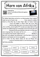 Vorschau - Unterrichtsreihen - Horn von Afrika Lückentext mit Wortspeicher Hörverstehen und Suchsel - Seite 1
