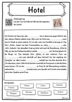 Vorschau - Unterrichtsreihen - Hotel Lückentext mit Wortspeicher Hörverstehen und Suchsel - Seite 1