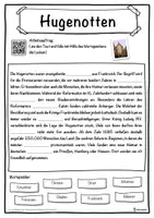 Vorschau - Unterrichtsreihen - Hugenotten Lückentext mit Wortspeicher Hörverstehen und Suchsel - Seite 1