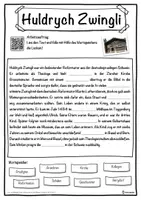 Vorschau - Unterrichtsreihen - Huldrych Zwingli Lückentext mit Wortspeicher Hörverstehen und Suchsel - Seite 1