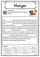 Vorschau - Unterrichtsreihen - Hunger Lückentext mit Wortspeicher Hörverstehen und Suchsel - Seite 1
