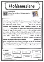 Vorschau - Unterrichtsreihen - Höhlenmalerei Lückentext mit Wortspeicher Hörverstehen und Suchsel - Seite 1