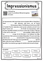 Vorschau - Unterrichtsreihen - Impressionismus Lückentext mit Wortspeicher Hörverstehen und Suchsel - Seite 1