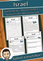 Vorschau - Unterrichtsreihen - Israel Lückentext mit Wortspeicher Hörverstehen und Suchsel - Deckblatt