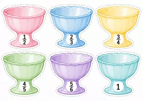 Vorschau - Stationenlernen - 🍦 Mathematik Eisdiele – Gewöhnliche Brüche | Ausschneidematerial Klasse 4–6 - Seite 1