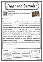 Vorschau - Unterrichtsreihen - Jäger und Sammler Lückentext mit Wortspeicher Hörverstehen und Suchsel - Seite 1