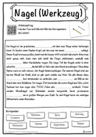 Vorschau - Unterrichtsreihen - Nagel (Werkzeug) Lückentext mit Wortspeicher Hörverstehen und Suchsel - Seite 1