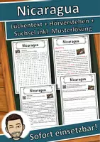 Vorschau - Unterrichtsreihen - Nicaragua Lückentext mit Wortspeicher Hörverstehen und Suchsel - Deckblatt