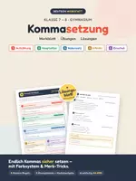 Vorschau - Stationenlernen - Kommasetzung: Die 5 wichtigsten Komma-Regeln – Merkblatt + Übungen mit Lösungen (Deutsch) - Deckblatt