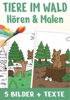 Vorschau - Mal- und Bastelvorlagen - Hören und Malen Tiere im Wald - Hörverstehen Deutsch Klasse 1 & 2 Grundschule - Deckblatt