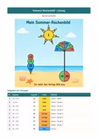 Vorschau - Arbeitsblätter - Sommer-Rechenbild Plus & Minus bis 100 | Rechnen, Ausmalen & Wiederholen - Seite 1