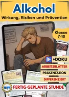 Vorschau - Arbeitsblätter - Alkohol Sucht und Risiken Arbeitsblatt Drogenprävention AB4 - Deckblatt