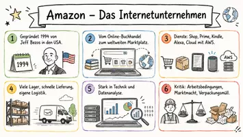 Vorschau - Arbeitsblätter - Arbeitsblätter zum Thema "Das Internetunternehmen Amazon" + Lösung & MP3 + Mindmap + Infografik - Seite 1