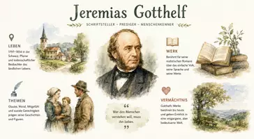 Vorschau - Arbeitsblätter - Lernplakat + AB mit Fragen zum Thema "Jeremias Gotthelf" + Lösungsblatt + Infografik - Seite 2
