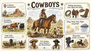 Vorschau - Arbeitsblätter - Arbeitsblätter zum Thema "Cowboy" + Lösung & MP3 + Infografik - Seite 1