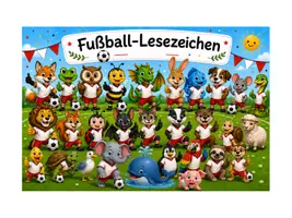 Vorschau - Mal- und Bastelvorlagen - Fußball Lesezeichen Klassentiere - Deckblatt