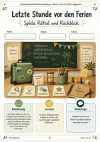 Vorschau - Arbeitsblätter - Letzte Stunde vor den Ferien Spiele Rätsel und Rückblick - Deckblatt