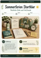 Vorschau - Arbeitsblätter - Sommerferien Startklar Packliste Ziele und Vorfreude - Deckblatt