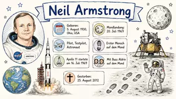 Vorschau - Arbeitsblätter - Arbeitsblätter zum Thema "Neil Armstrong" + Lösung & MP3 + Mindmap + Infografik - Seite 1
