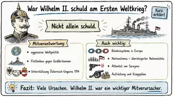Vorschau - Arbeitsblätter - Arbeitsblätter zum Thema "War Wilhelm der Zweite schuld am Ersten Weltkrieg?" + Lösung & MP3 + Mindmap + Infografik - Seite 1