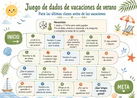 Vorschau - Arbeitsblätter - Juego de dados de verano – Spanisch Würfelspiel für Sommer, Ferien, Sprechanlässe, Vertretungsstunden & Schuljahresende - Seite 1