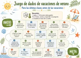 Vorschau - Arbeitsblätter - Juego de dados de verano – Spanisch Würfelspiel für Sommer, Ferien, Sprechanlässe, Vertretungsstunden & Schuljahresende - Seite 2