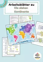 Vorschau - Arbeitsblätter - Kontinente | Die 7 Kontinente - Deckblatt