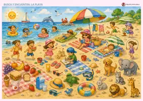 Vista previa - Hojas de trabajo - BUSCA Y ENCUENTRA EN LA PLAYA - Portada
