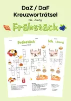 Vorschau - Arbeitsblätter - DaZ DaF Kreuzworträtsel Frühstück - Deckblatt