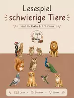 Vorschau - Spiele - Lesespiel schwierige Tiere (Band 3): Erstlesen Deutsch (1./2. Klasse) - Seite 1