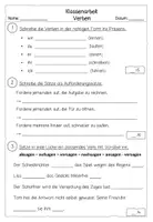 Vorschau - Arbeitsblätter - Klassenarbeit Verben Klasse 3 & 4 | Zeitformen, Präsens, Präteritum, Perfekt, Futur | Test Deutsch Grundschule mit Lösungen - Seite 2