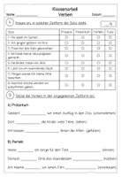 Vorschau - Arbeitsblätter - Klassenarbeit Verben Klasse 3 & 4 | Zeitformen, Präsens, Präteritum, Perfekt, Futur | Test Deutsch Grundschule mit Lösungen - Seite 3