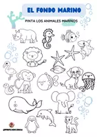 Vista previa - Hojas de trabajo - PINTA LOS ANIMALES DEL FONDO MARINO - Portada