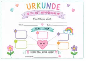 Vorschau - Mal- und Bastelvorlagen - Das wahre Zeugnis - Du bist gut genug! (Urkunde) - Seite 1