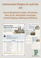 Vorschau - Stationenlernen - Stationsarbeit Religion im Laufe der Zeit - Deckblatt