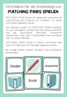 Vorschau - Spiele - SCHOOL THINGS - Matching Pairs - Seite 1
