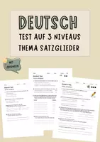 Vorschau - Test - Satzglieder - Test (auf 3 Niveaus) - Deckblatt