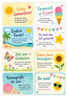 Vorschau - Bildkarten - Schöne Ferien Kärtchen I Sommerferien-Kärtchen | Ferienwünsche zum Schuljahresende - Seite 1