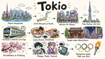 Vorschau - Arbeitsblätter - Arbeitsblätter zum Thema "Tokio" + Lösung & MP3 + Mindmap + Infografik - Seite 1