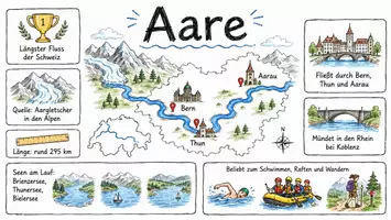 Vorschau - Arbeitsblätter - Arbeitsblätter zum Thema "Der Fluss Aare" + Lösung & MP3 + Mindmap + Infografik - Seite 1