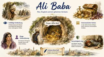 Vorschau - Arbeitsblätter - Arbeitsblätter zum Thema "Ali Baba" + Lösung & MP3 + Mindmap + Infografik - Seite 1