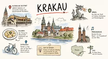 Vorschau - Arbeitsblätter - AB mit Fragen zum Thema "Krakau" + Lösungsblatt + Mindmap + Infografik - Seite 1