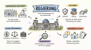 Vorschau - Arbeitsblätter - Arbeitsblatt "Regierung" + Onlineübung & MP3 + Infografik - Seite 1