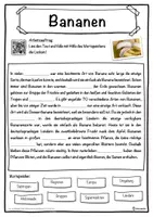 Vorschau - Unterrichtsreihen - Bananen Lückentext mit Wortspeicher Hörverstehen und Suchsel - Seite 1