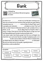 Vorschau - Unterrichtsreihen - Bank Lückentext mit Wortspeicher Hörverstehen und Suchsel - Seite 1