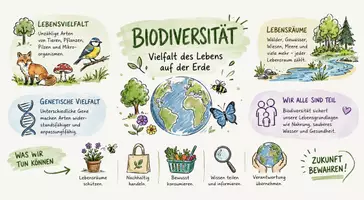 Vorschau - Arbeitsblätter - Arbeitsblatt "Biodiversität - Vielfalt des Lebens auf der Erde" + interaktive Lösung & MP3 + Mindmap + Infografik - Seite 1