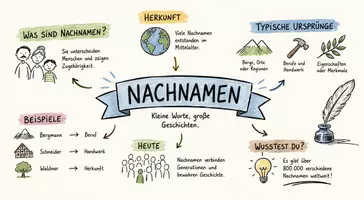 Vorschau - Arbeitsblätter - Arbeitsblätter zum Thema "Nachname" + Lösung & MP3 + Infografik - Seite 1